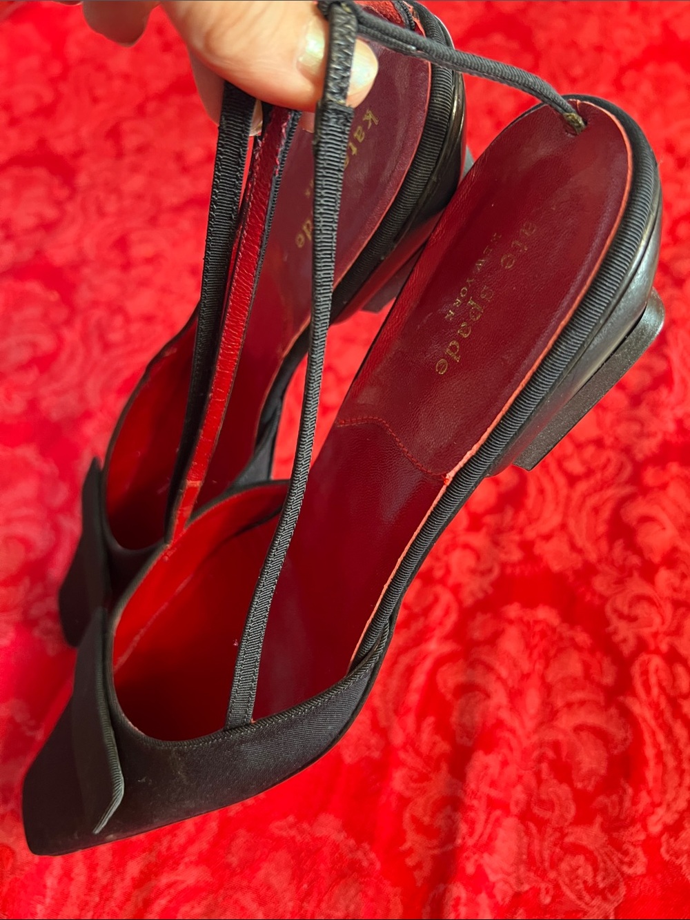 Kate Spade Vintage Made in Italy Black Slingback Mules Low Heel 8.5B
